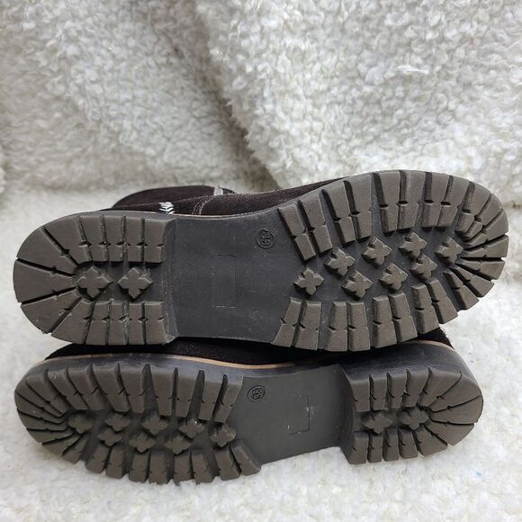 Canda Brown Suede Leather Embroidered Lace-up Fleece Lined Boots sz 38 - Picture 8 of 10